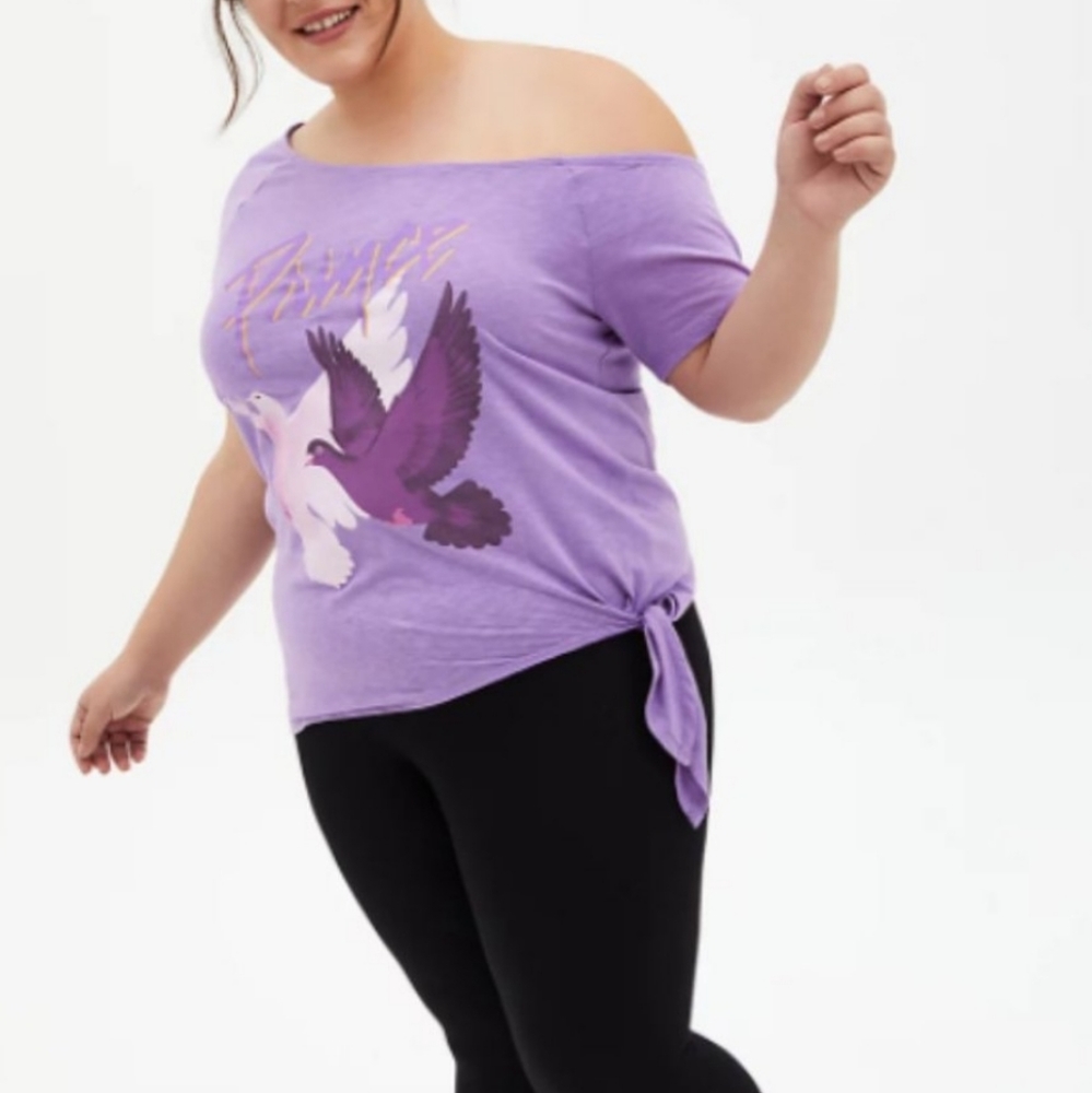 Off-Shoulder Tee-Prince Doves Purple